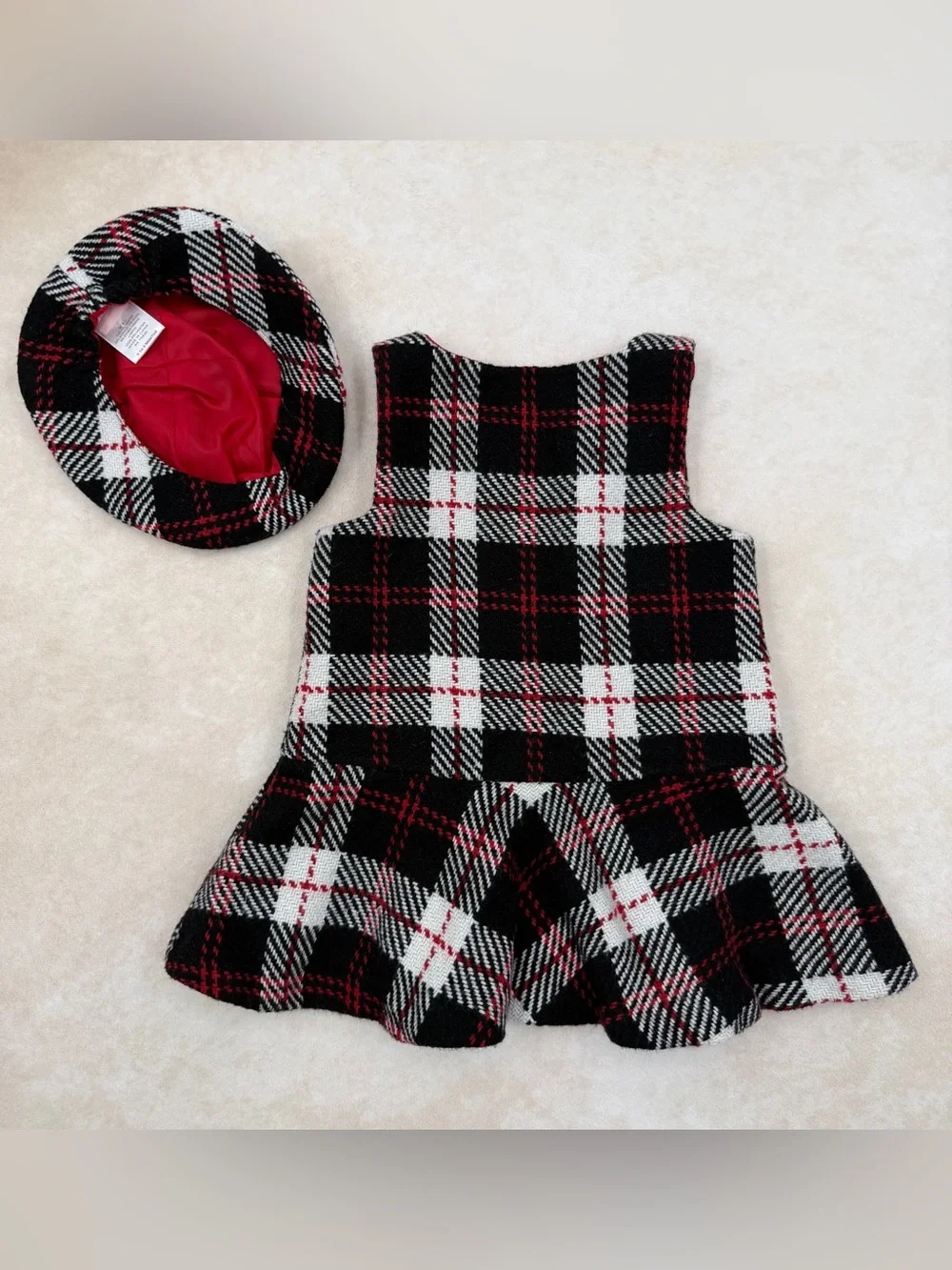 Janie and Jack Leopard Chic Plaid Dress with Matching Hat